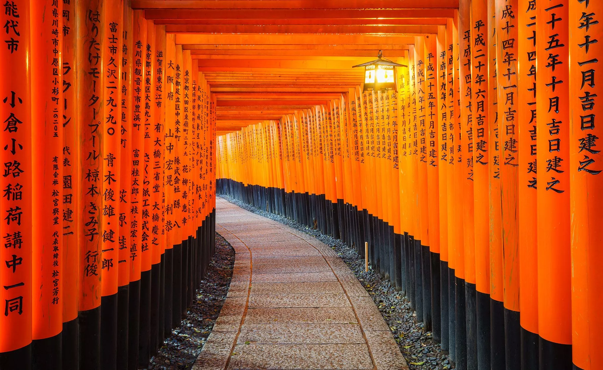 Knapp 10 000 orangene Torbögen führen hinauf zum Inari-Schrein in Fushimi