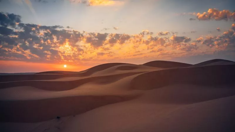 Sonnenuntergang Canvas Club Oman Wüste