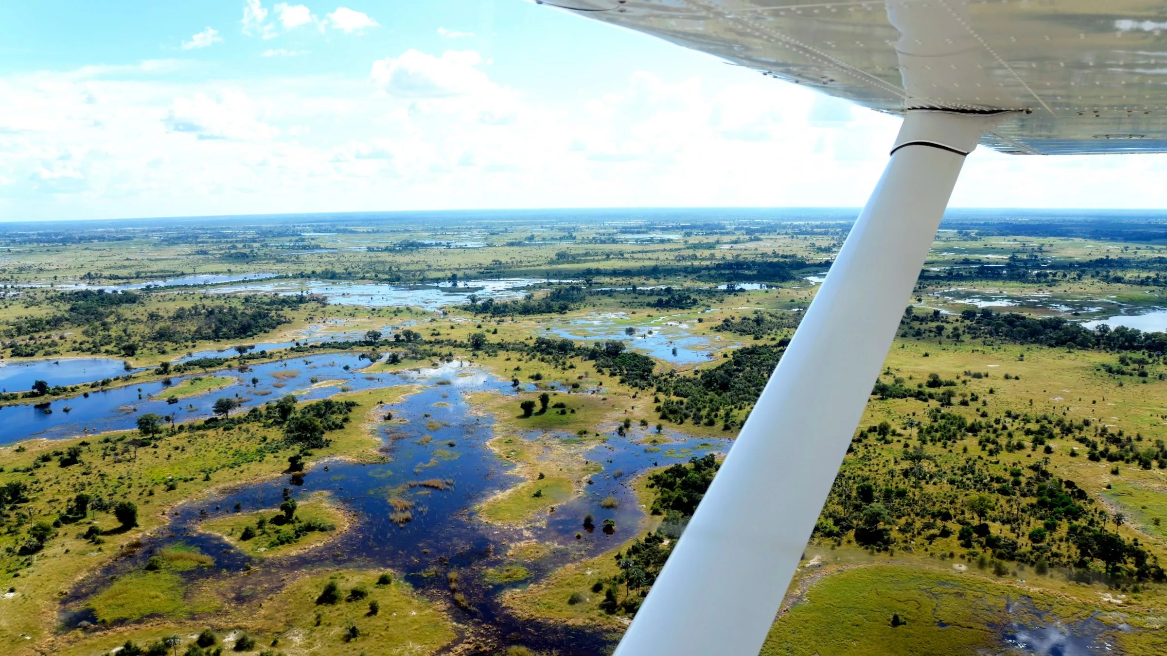 Luftaufnahme des Okavango-Deltas